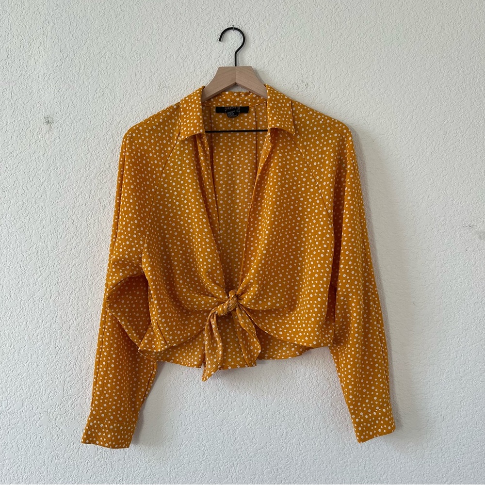 Forever 21 Polka Dot Tie Front Top